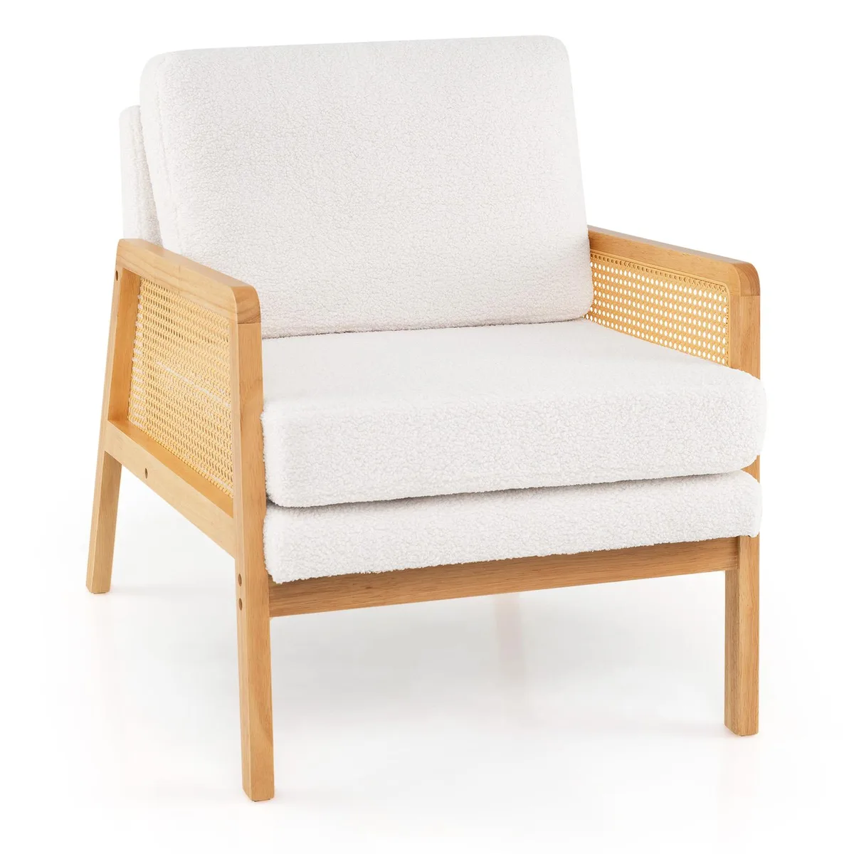 SlickBlue SlickBlue Mid Century Accent Chair Natural Rattan Arms 27.5x35.5x32.5in — product photo