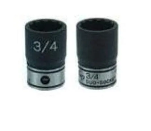 Grey Pneumatic deep 6-point impact socket, 3/8 drive, thin-wall duo design, hard-stamped markings