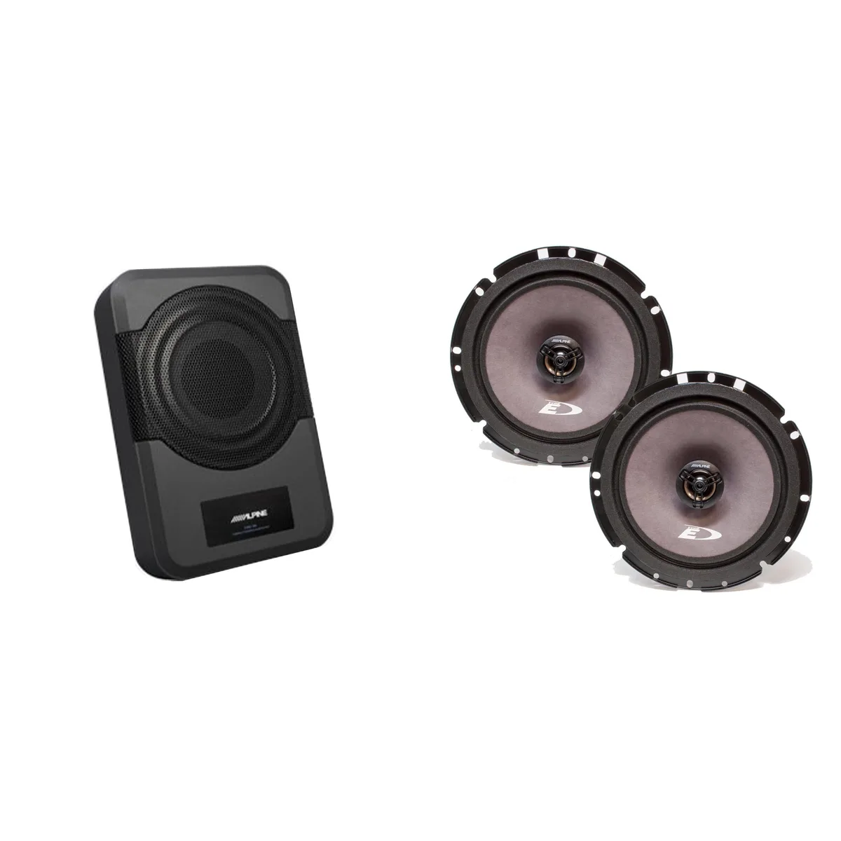 Alpine Alpine SXE-1726S 6.5" Coax Speakers &amp; PWE-S8 Powered Subwoofer — product photo