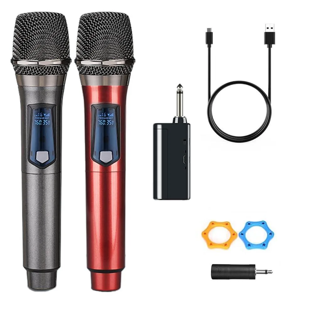  HUACAM W68 Dual Handheld Wireless Microphone System Red — product photo