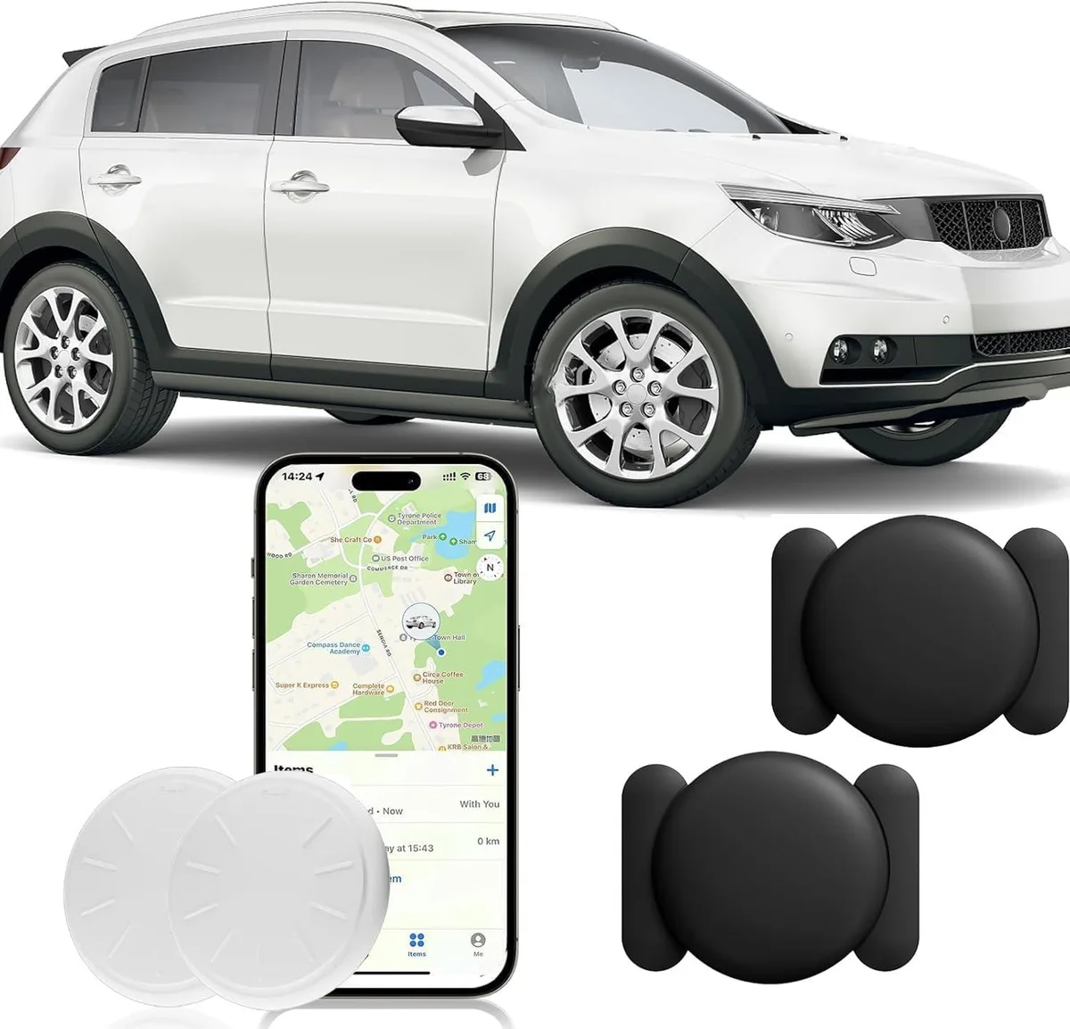 ZFSJTAG Magnetic GPS Tracker (Black, 2PCS) – Find My, Waterproof — product photo