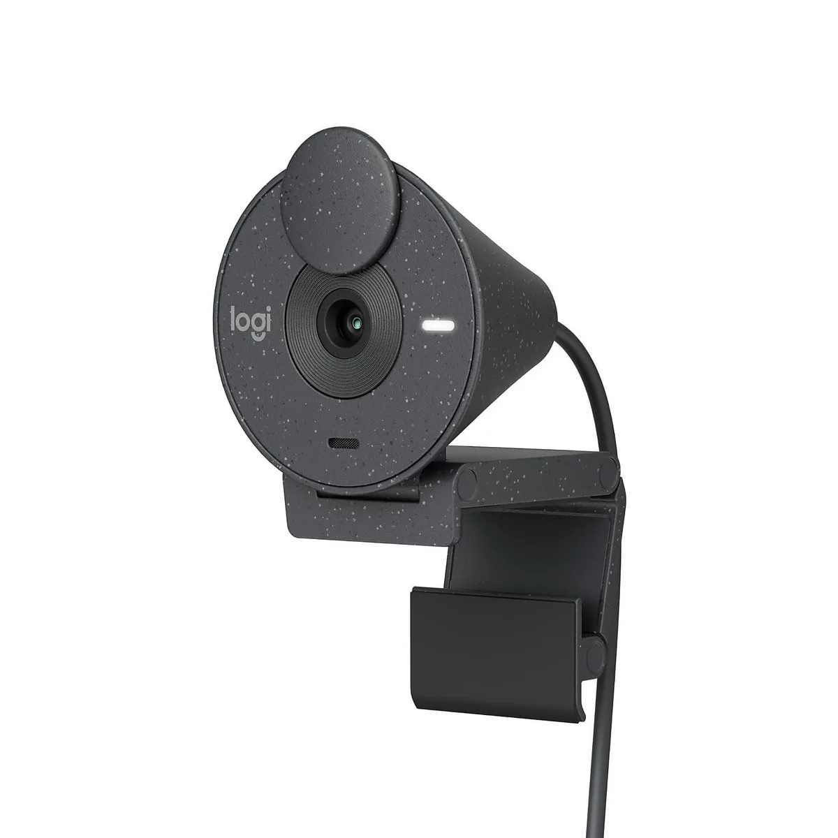 Graphite Logitech Brio 300 webcam with privacy shutter and USB-C cable