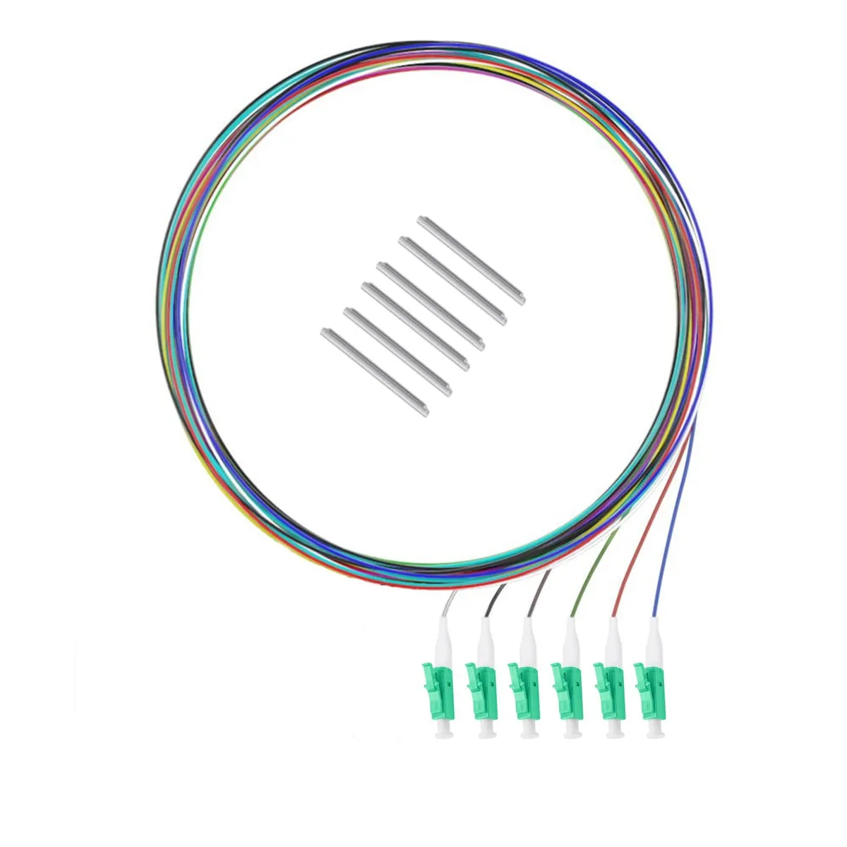 Six 60 mm fibre-optic splice sleeves in a clear bag