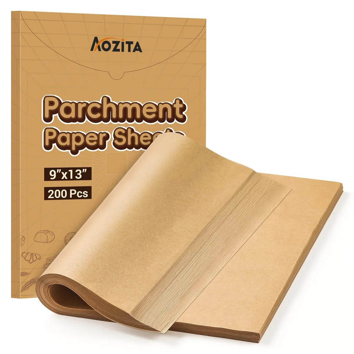 Stack of 200 unbleached parchment sheets in box