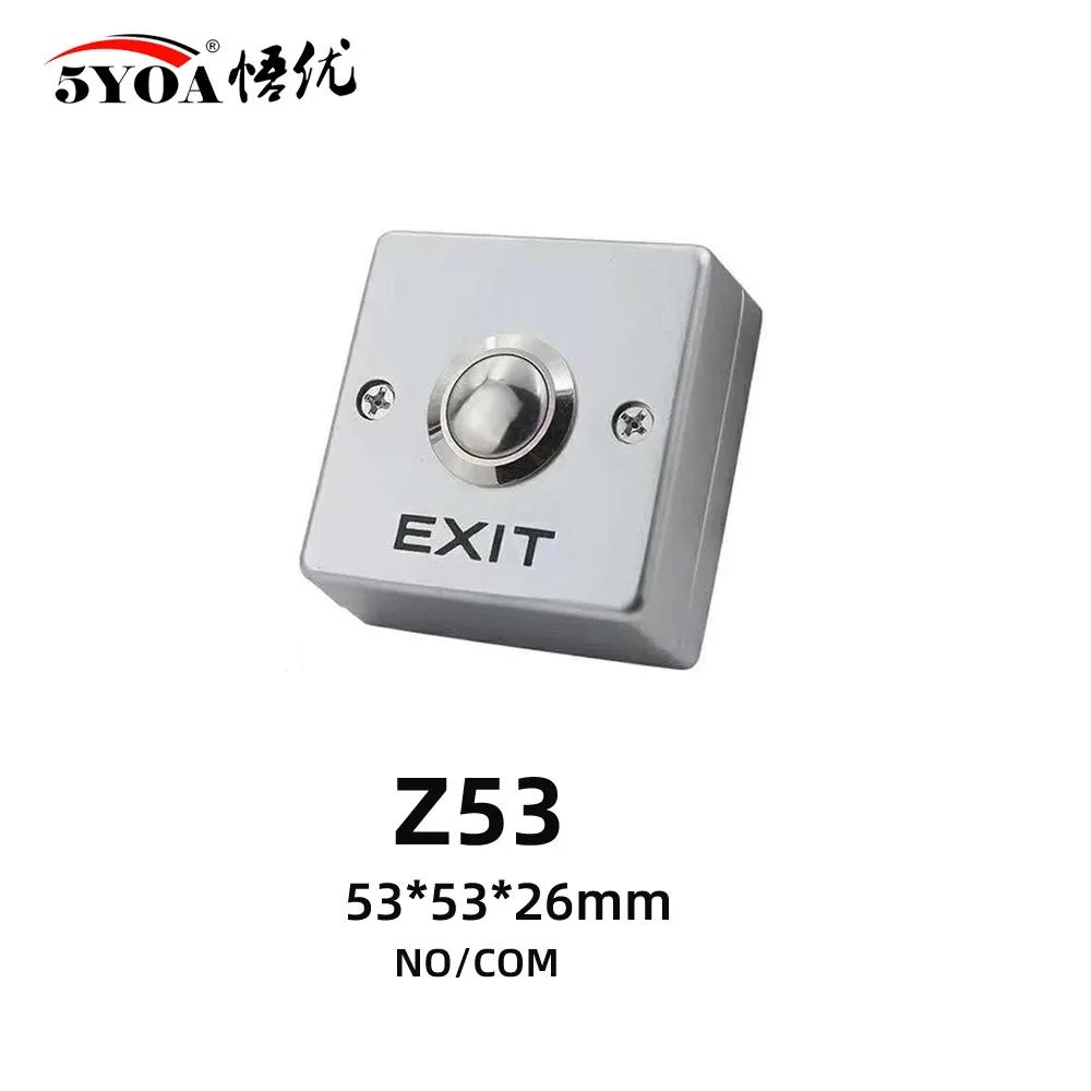 Rectangular infrared touch exit button, white plastic panel, metal frame, LED indicator, 90.5 by 86 by 30 mm