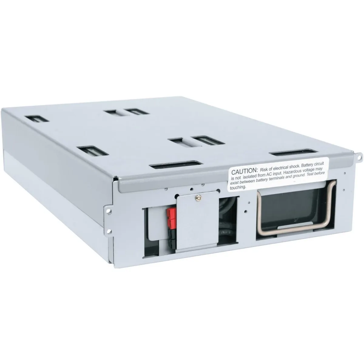 Rectangular black battery pack with terminal connectors