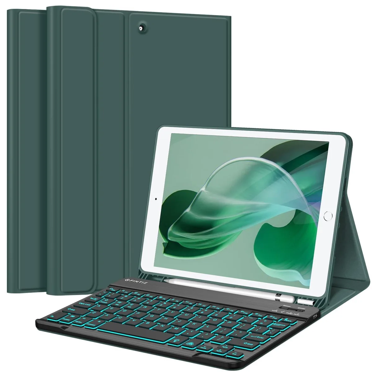 Fintie Fintie Backlit Keyboard Case for iPad 10.2 2019-2021 Midnight Green 2 in 1 accessory — product photo
