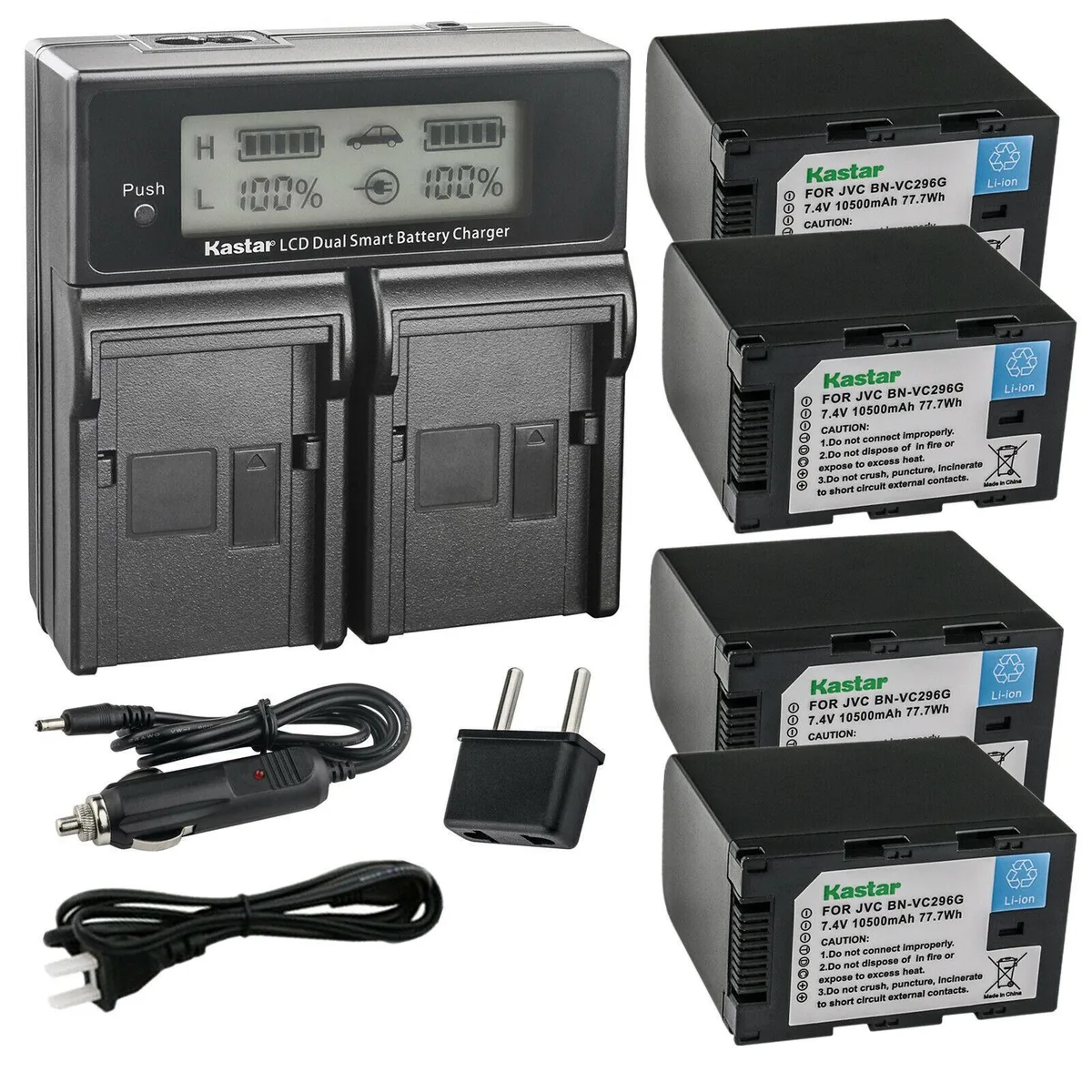 Kastar Kastar 4-Pack BN-VC296G Battery &amp; Dual LCD Charger — product photo
