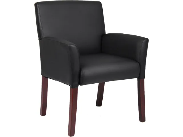 BOSS Office Products BOSS Office Products B619 Mid-Back Box Arm Chair, Black/Mahogany — product photo