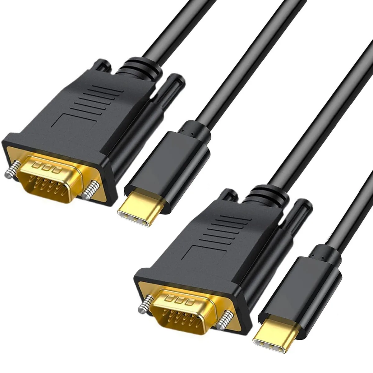 Vszerda Vszerda USB C to VGA cable 6ft 1080p 60Hz Thunderbolt 3/4 compatible 2 pack — product photo