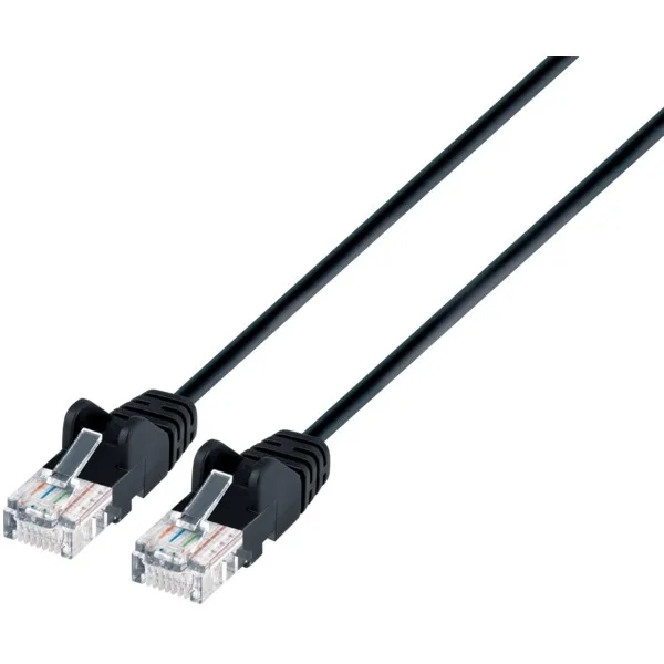Intellinet Network Solutions Intellinet Network Solutions Cat6 U/UTP Slim Network Ethernet Cable 3 ft Black 10G 250 MHz 30 AWG — product photo