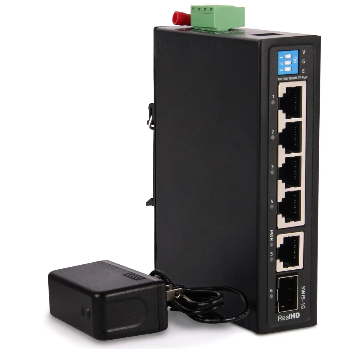  NETGEAR ProSafe SWI5-1G 6-port industrial network switch — product photo