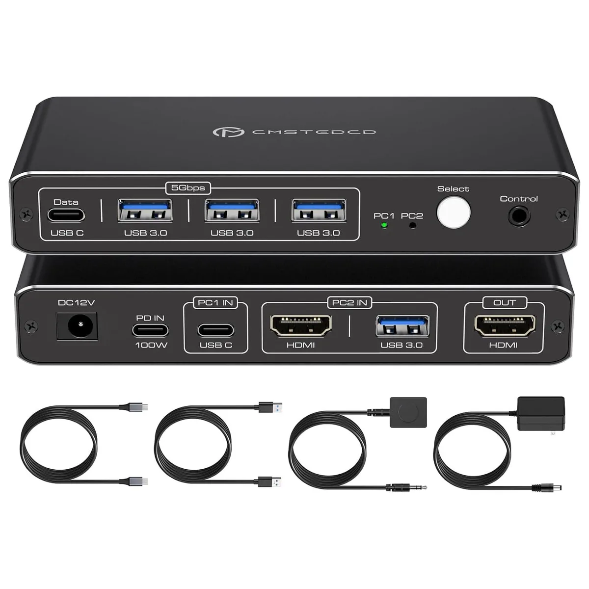 AUTYUE AUTYUE KVM Switch 2 Port 4K 60Hz USB-C HDMI 100W Charging — product photo