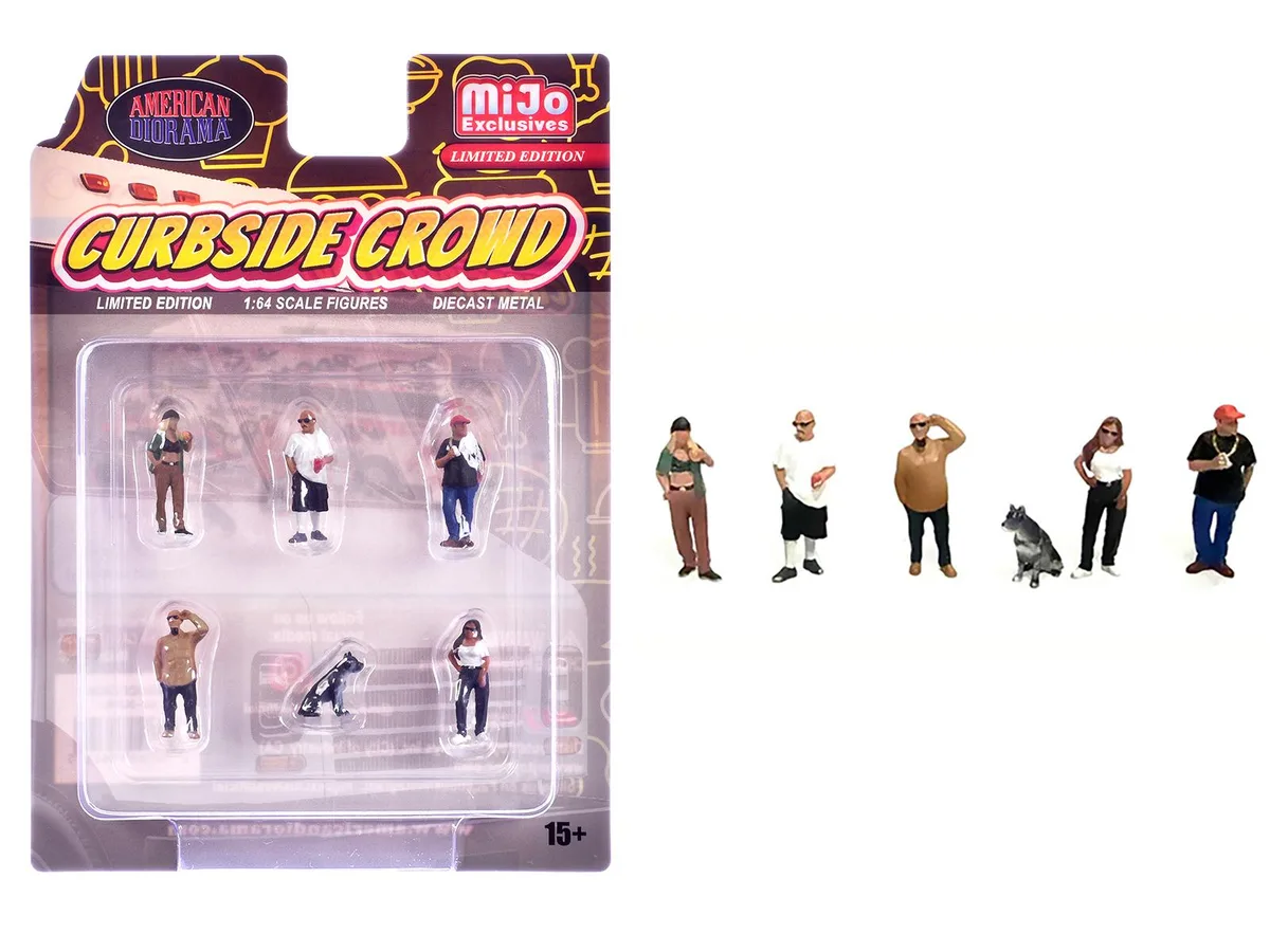 American Diorama American Diorama "Curbside Crowd" 6-piece 1/64 diecast figure set — product photo