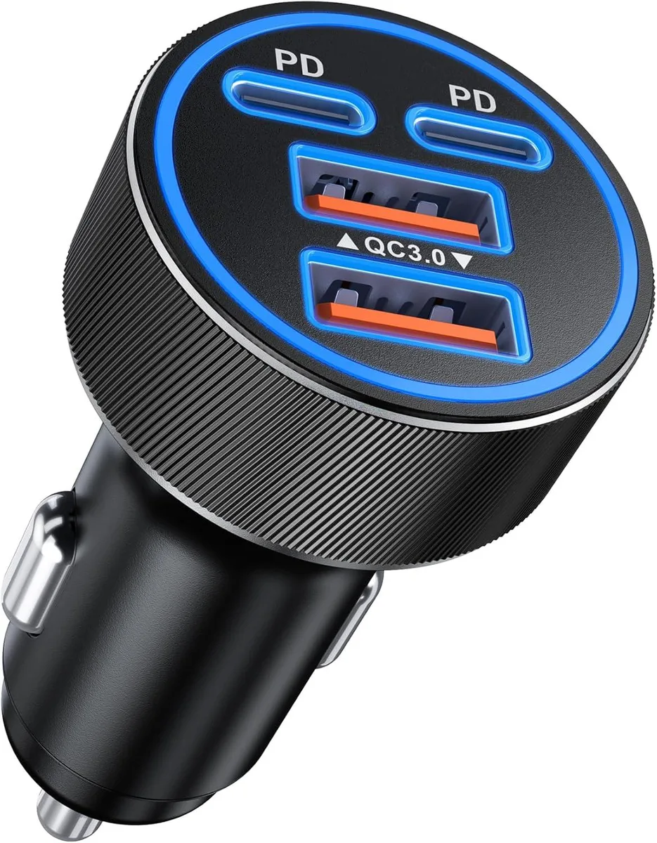 Hamzan Hamzan USB-C Car Charger 4-Port 90W PD QC 3.0 2026 Updated 4-in-1 — product photo