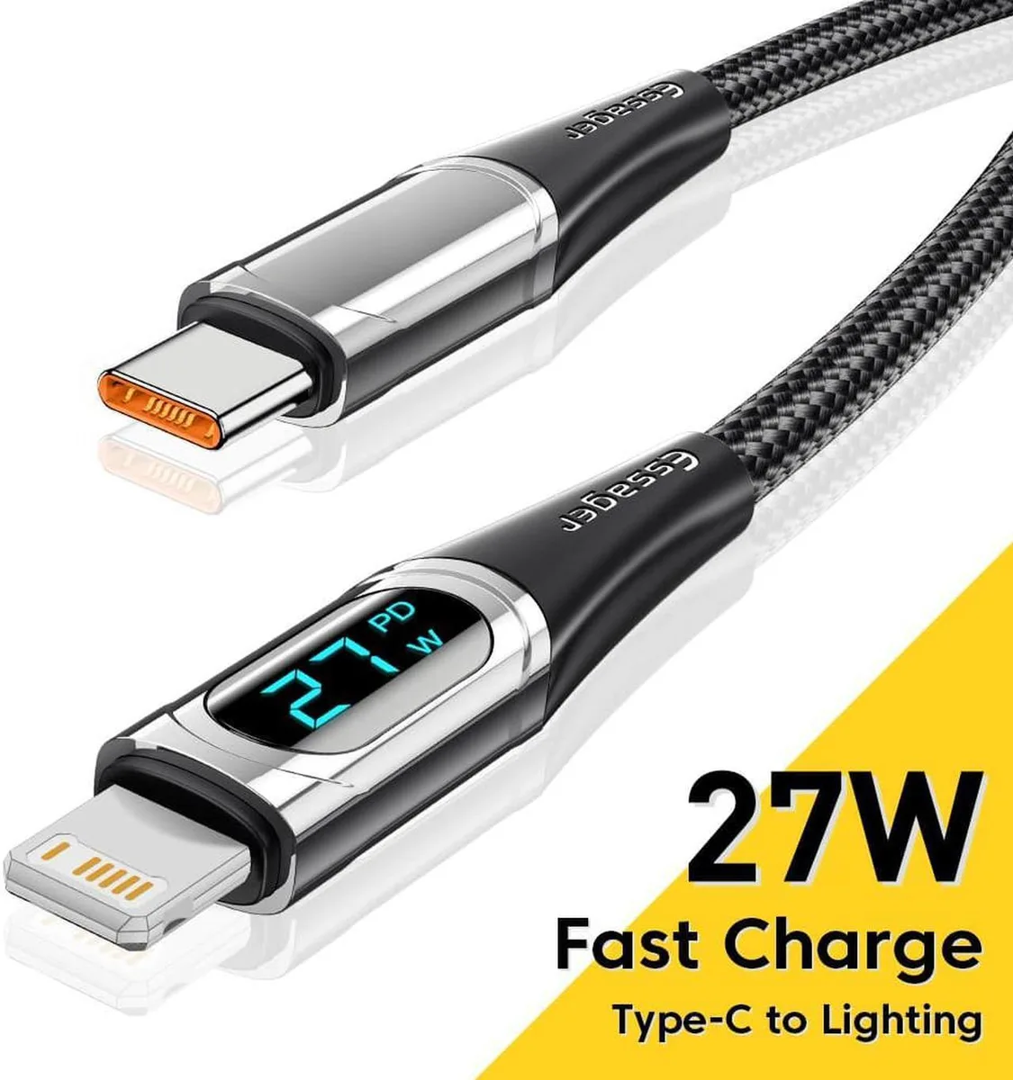 Aomoproing Aomoproing USB C to Lightning Cable 3.3FT MFi Certified LED Digital 20W PD Fast Charging — product photo