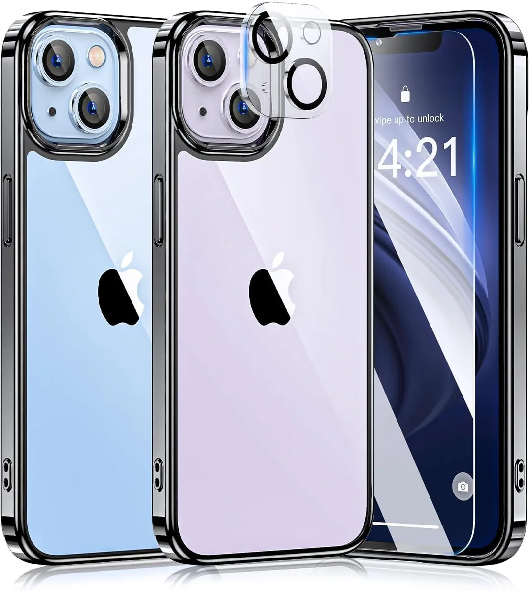 KINGARD KINGARD 5-in-1 Crystal Clear Case for iPhone 14 6.1" Black — product photo