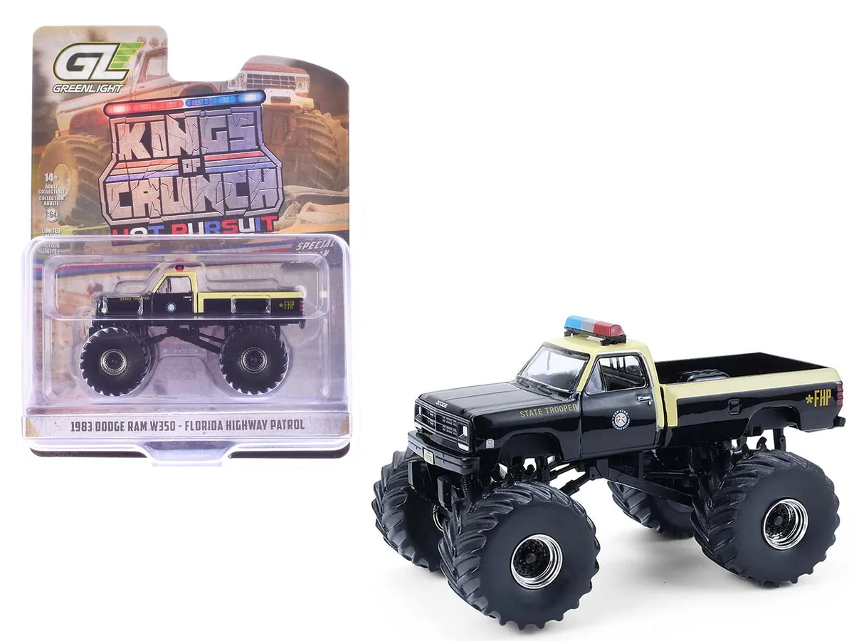 GREENLIGHT GREENLIGHT 1983 Dodge Ram W350 Monster Truck 1/64 Scale Diecast Florida Highway Patrol — product photo