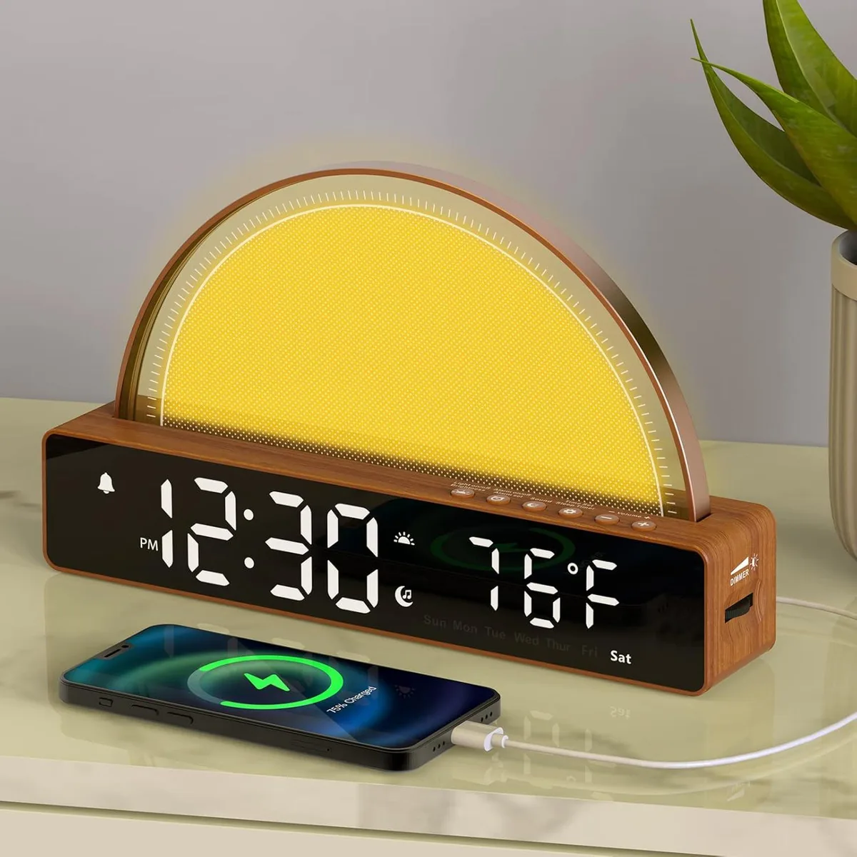 PISKEKAT PISKEKAT Sunrise Alarm Clock Wake Up Light 10 Sounds 12 24 Hour Display USB Charger — product photo