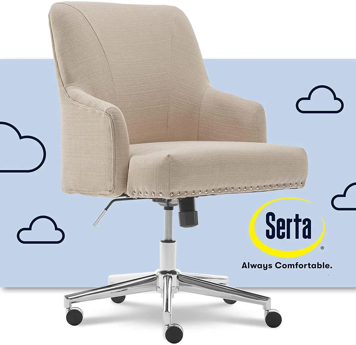 Serta Serta Leighton Memory Foam Height-Adjustable Desk Chair Stoneware Beige office furniture — product photo