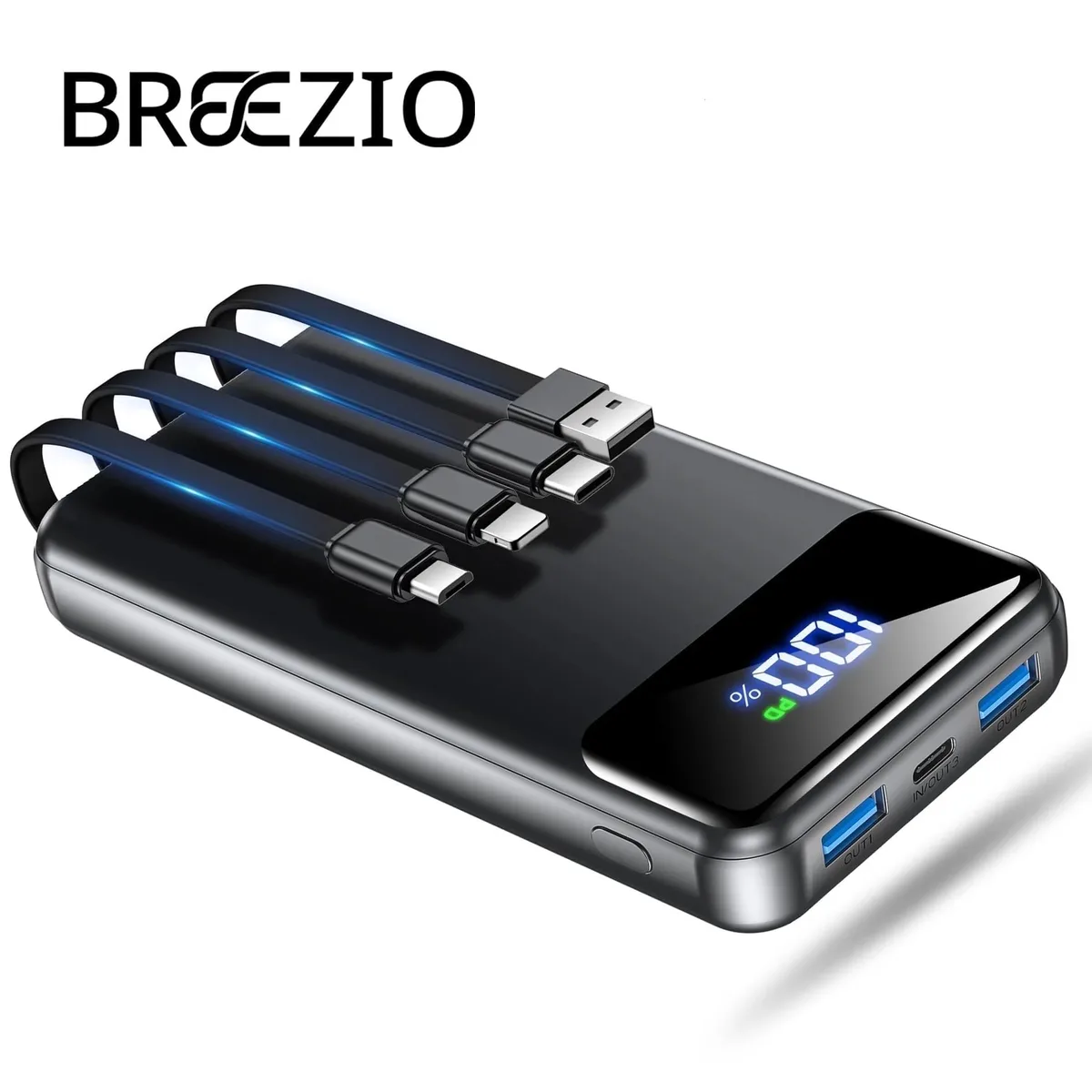 SOEWIOU SOEWIOU N10 Power Bank 50000 mAh 22.5 W Built-in Cables Black — product photo