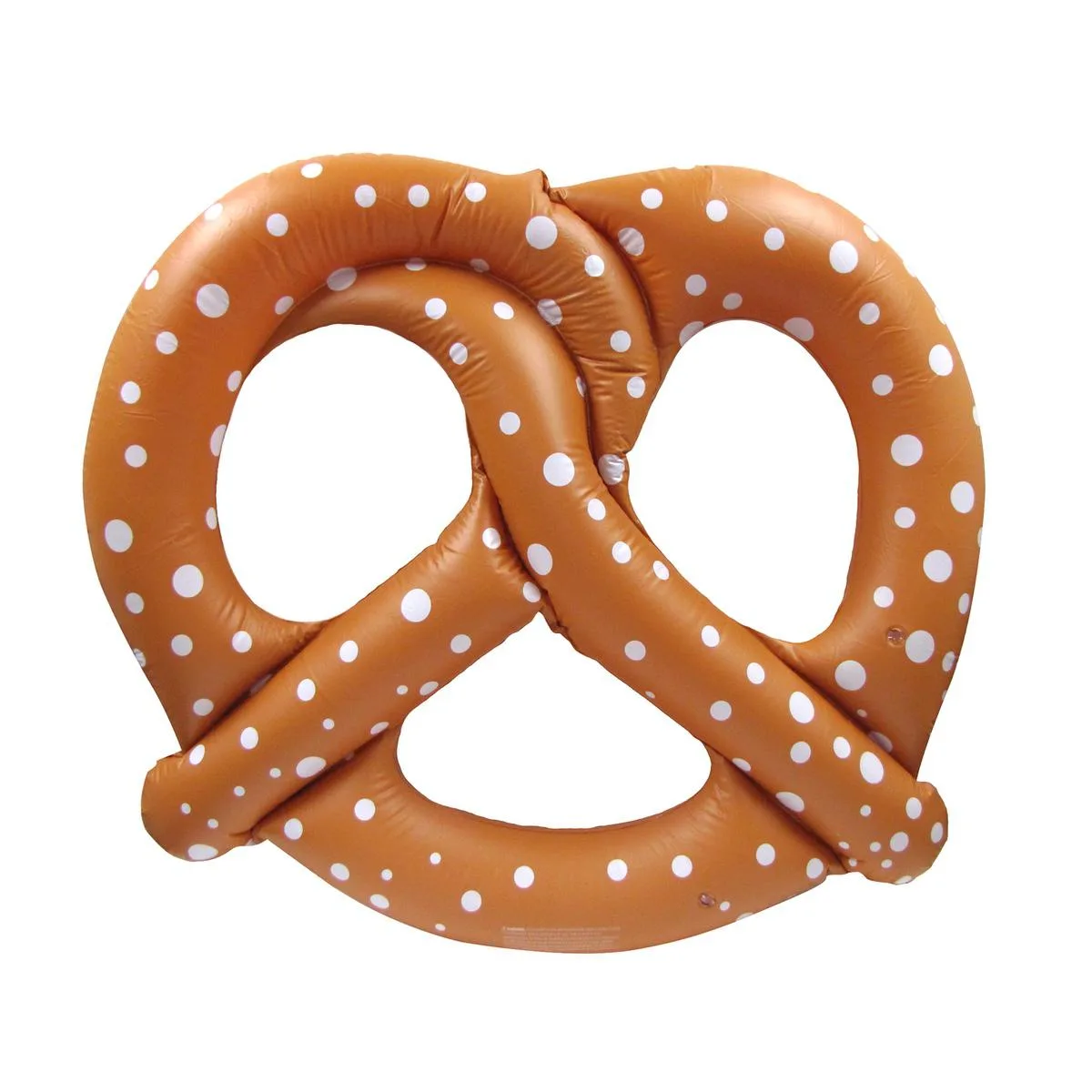 Large inflatable pretzel float, 48 inches tall, light brown vinyl with twisted knot shape