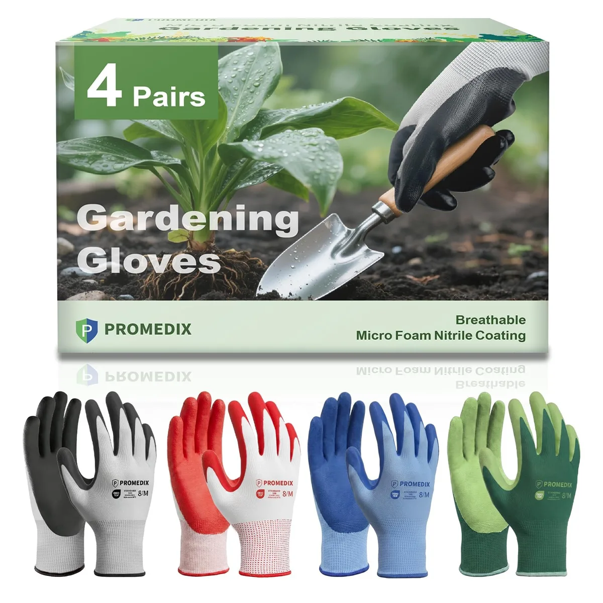 PROMEDIX P Gardening Gloves Multi Medium 4 Pair — product photo