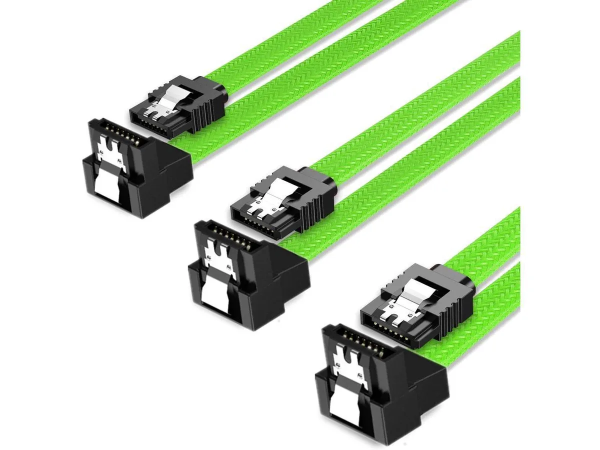 BUCIER BUCIER SATA Cable III 3 Pack 90 Degree 6Gbps 50cm Green — product photo