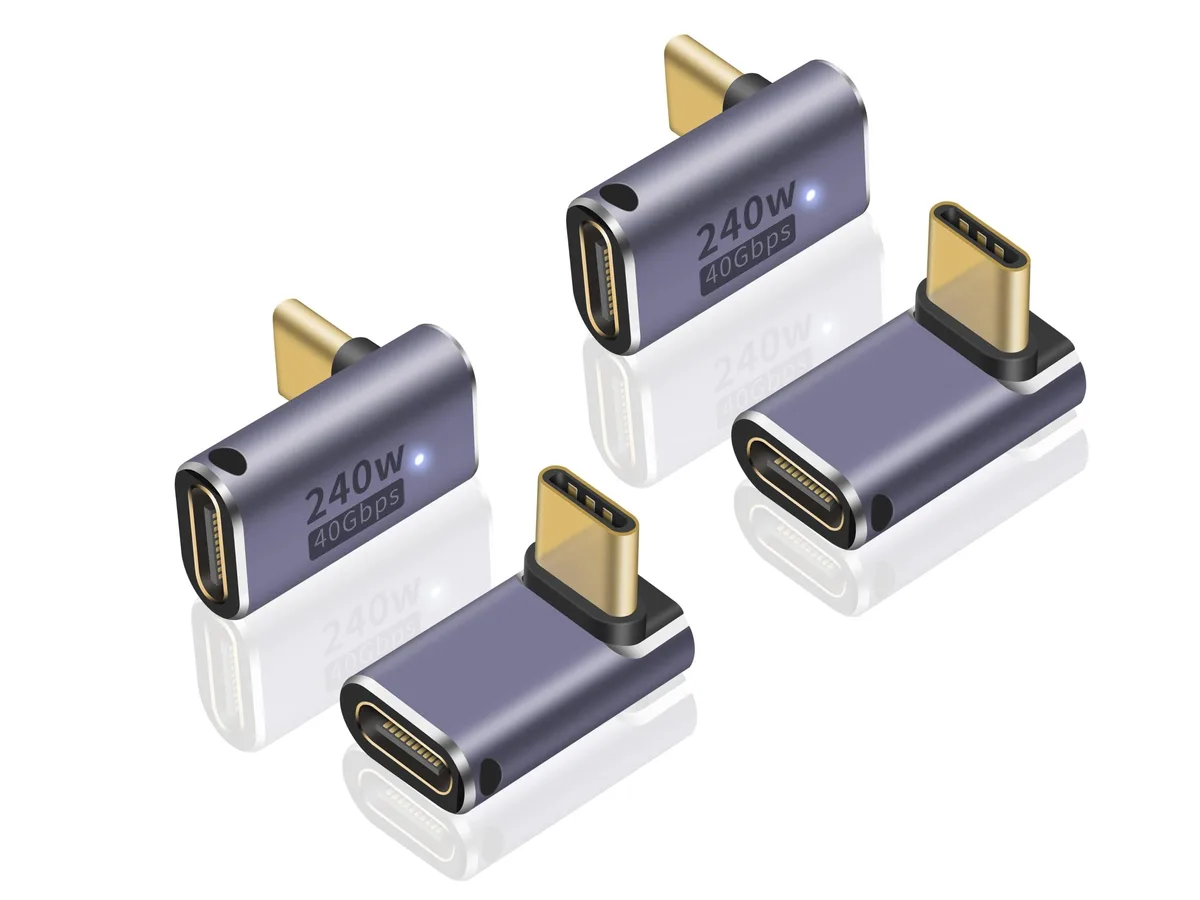 Corn Electronics Corn Electronics USB C Right Angle Adapter 240W 4 Pack 40Gbps 8K 60Hz 90 Degree — product photo