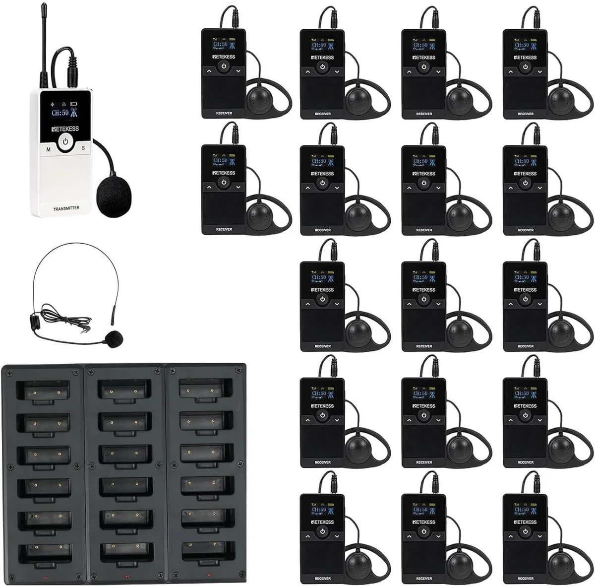 BFKK BFKK Wireless Tour Guide System 1 Transmitter 17 Receivers — product photo