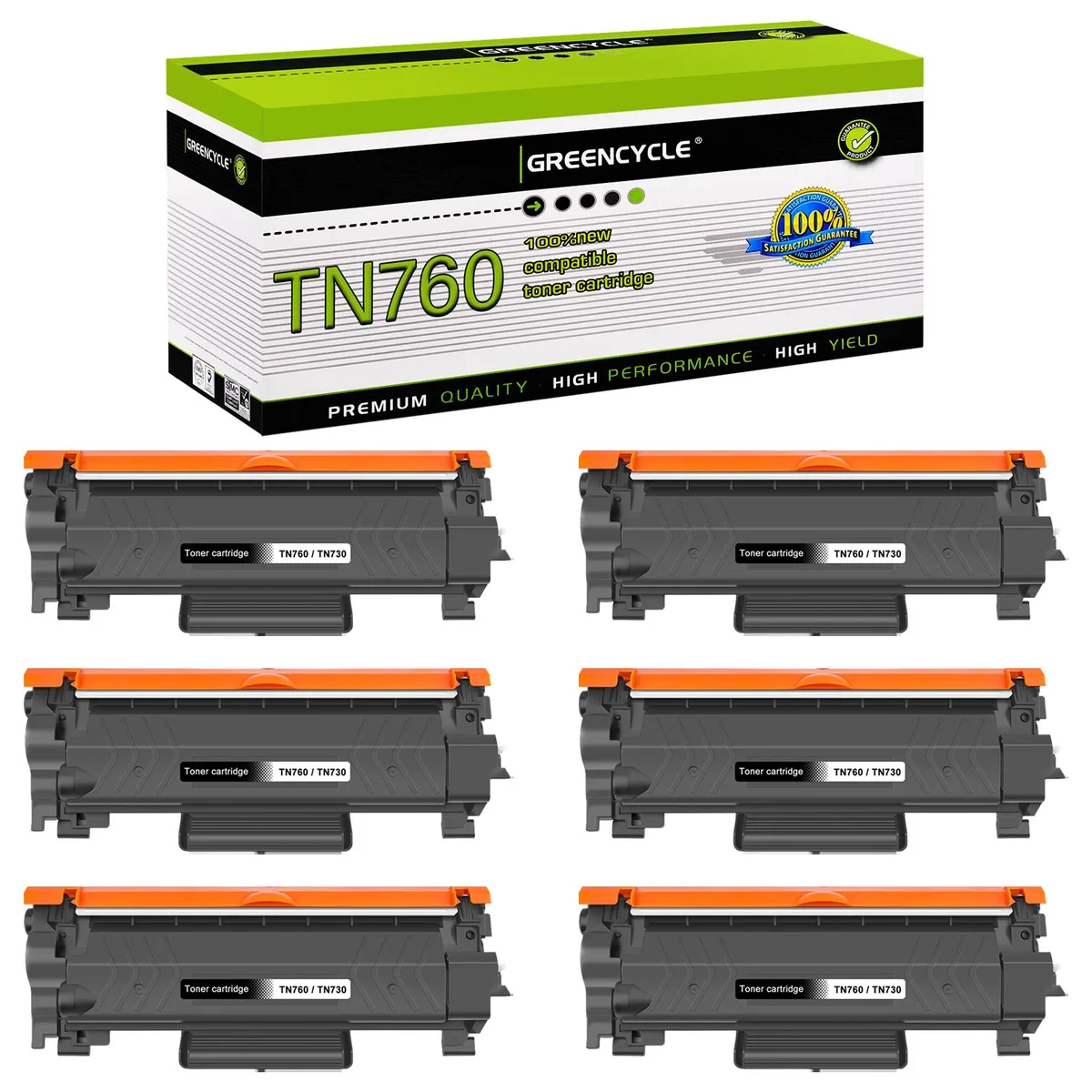 GREENCYCLE GREENCYCLE TN760 toner cartridge 6 pack black 3000 pages — product photo