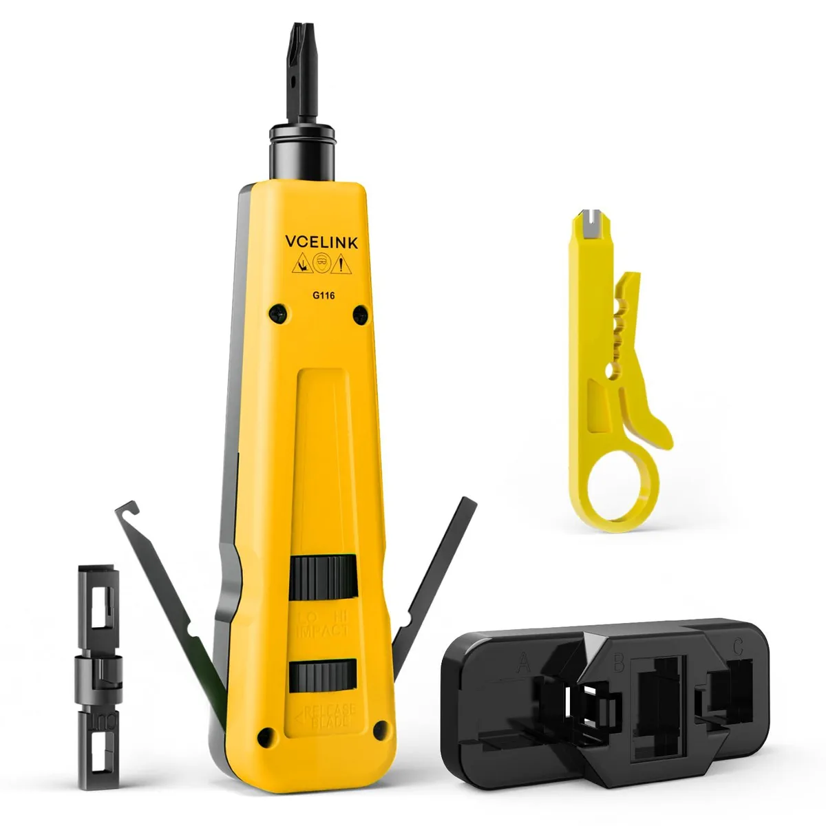 KEHIPI KEHIPI G116 Punch Down Impact Tool with Stand and Stripper, 110/66 Blade, 90/180 Degree — product photo