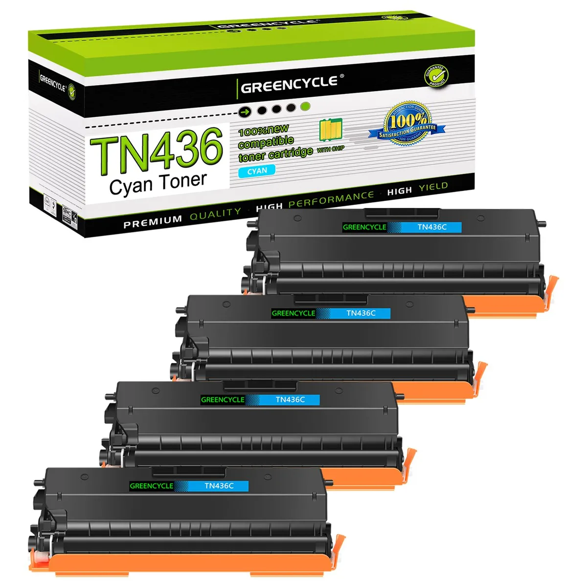 GREENCYCLE GREENCYCLE TN436 Cyan Toner Cartridge 4-Pack 6500 Pages — product photo