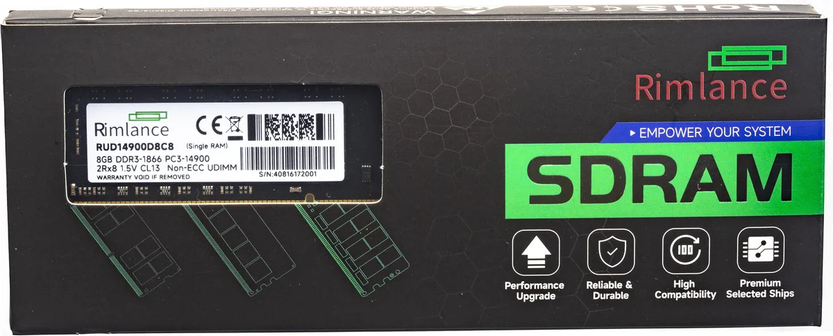 RIMLANCE RIMLANCE 8GB DDR3L 1866 CL13 1.35V desktop RAM — product photo