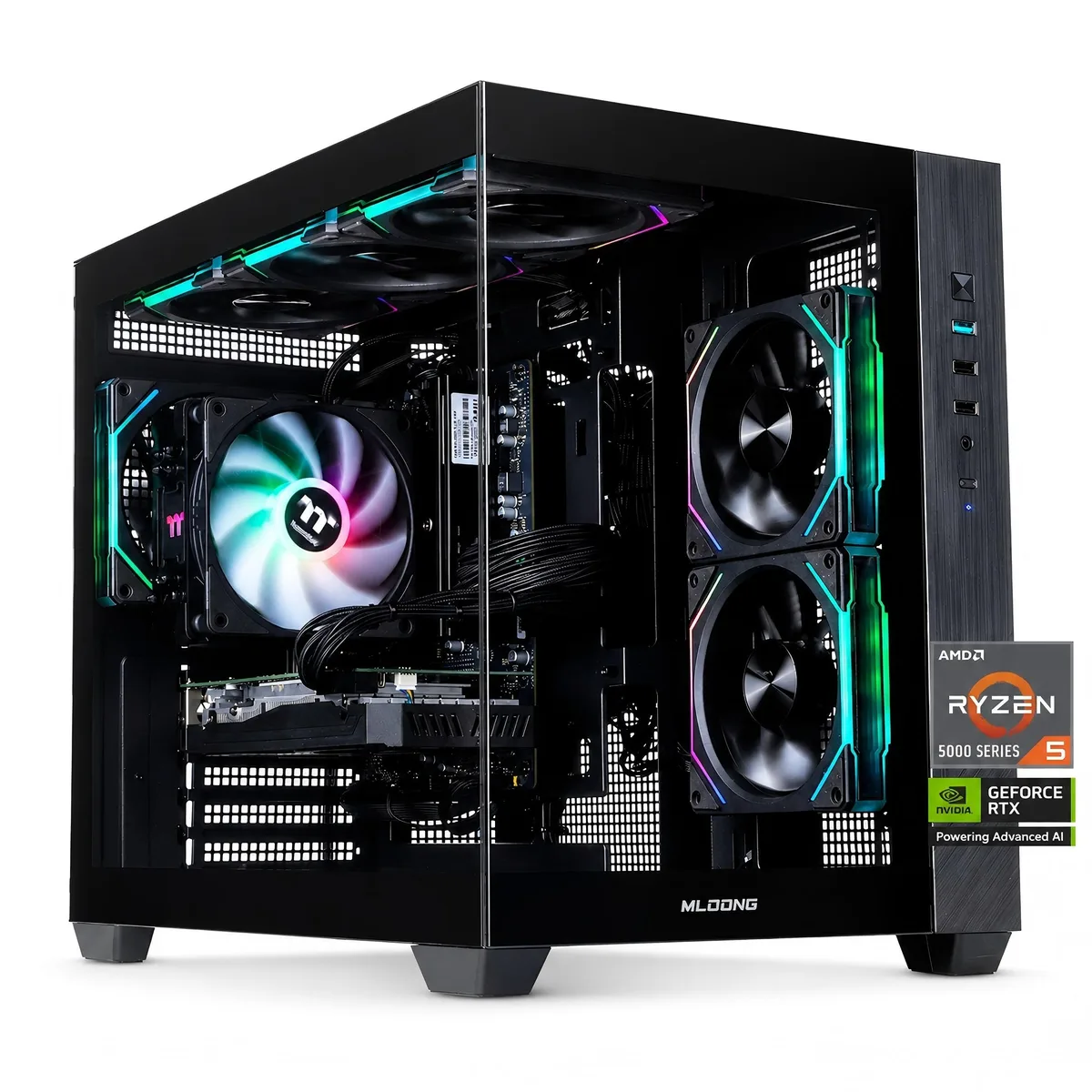 MLOONG MLOONG Gaming PC Ryzen 5 5500 RTX 5060 8GB 16GB DDR4 1TB NVMe — product photo