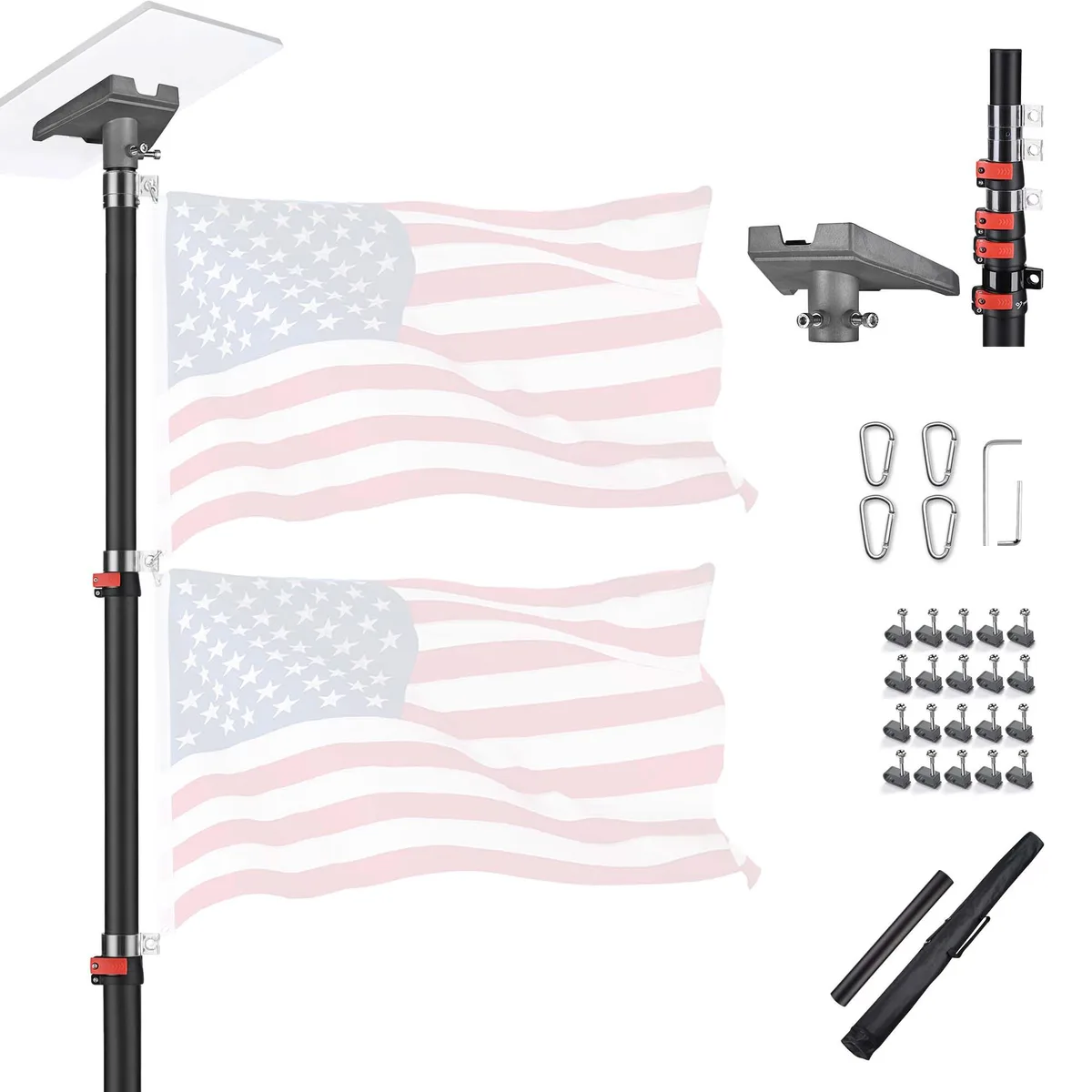 Yescom USA, Inc. Yescom USA, Inc. 14ft Telescopic Flag Pole Kit with Starlink Gen3 Pipe Adapter — product photo