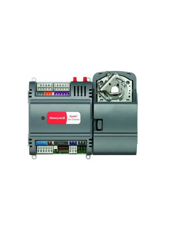 Small rectangular Honeywell VAV controller in light grey plastic housing with terminal blocks visible