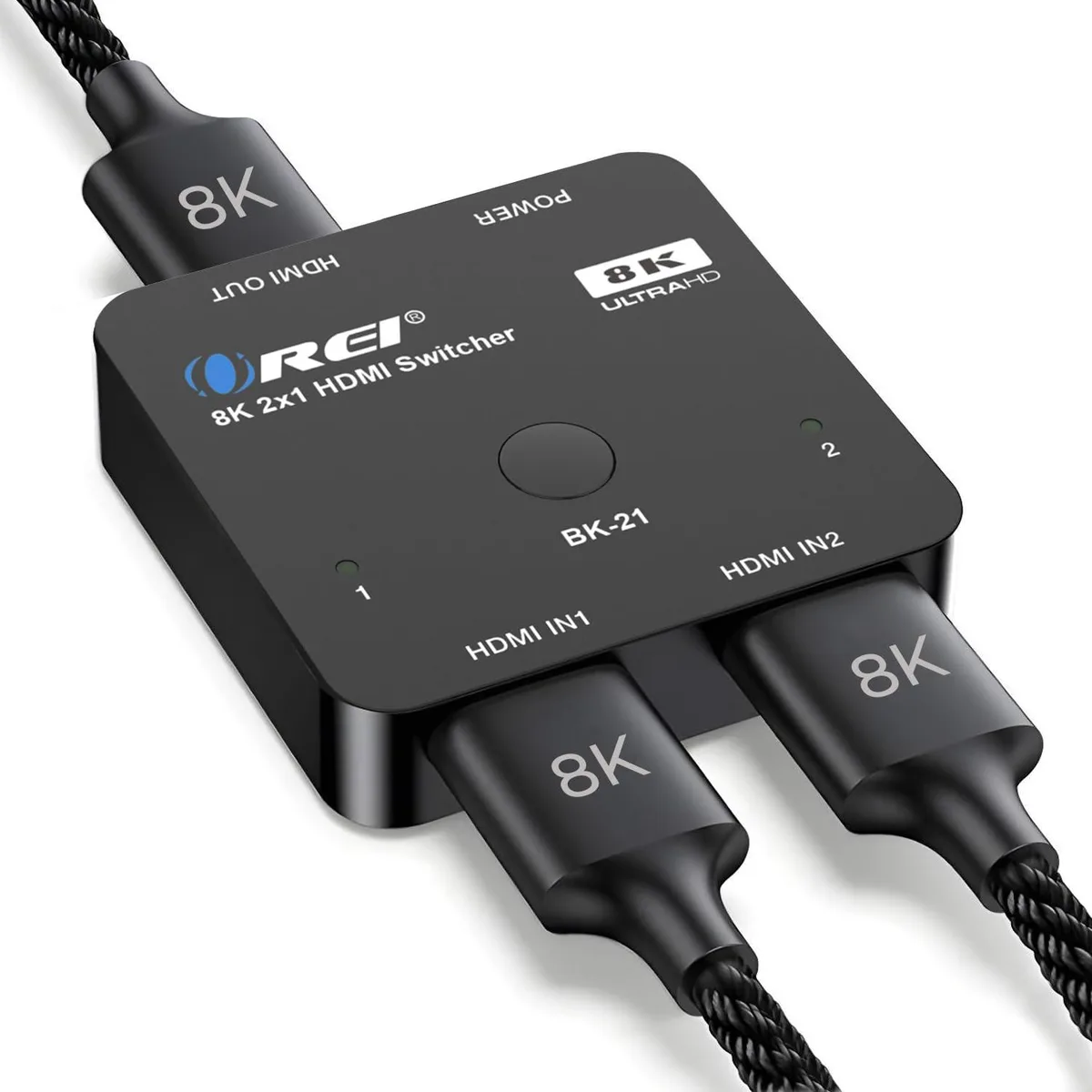  OREI BK-21S 2×1 HDMI Switch 8K@60Hz 4K@120Hz 48Gbps Black — product photo
