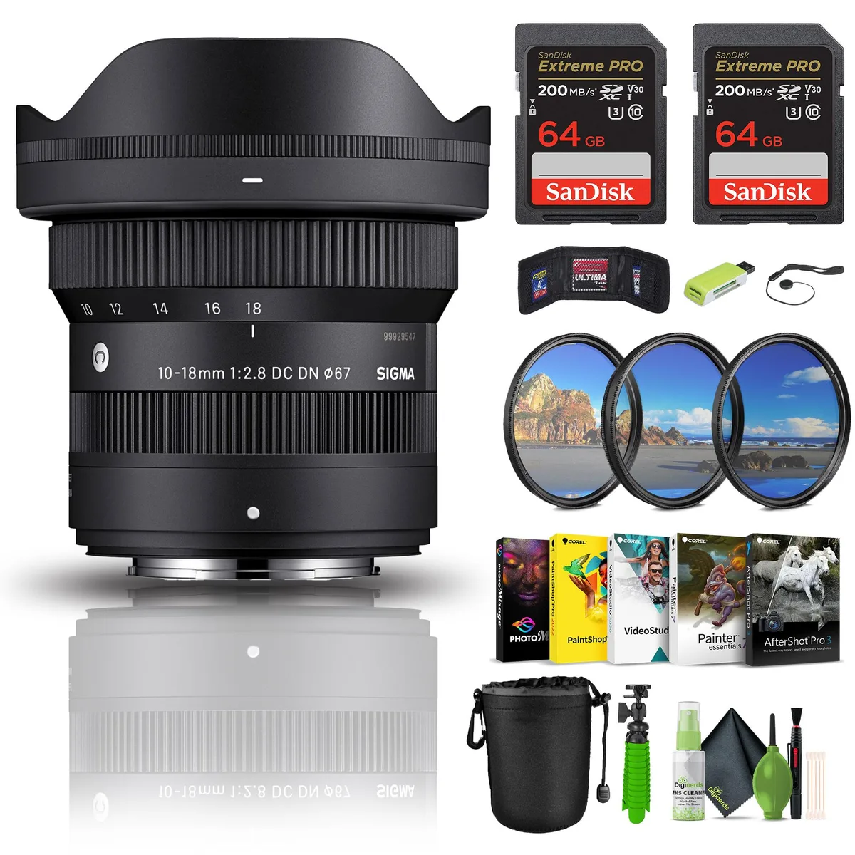 SIGMA SIGMA 10-18mm f/2.8 DC DN Contemporary Lens (FUJIFILM X) Bundle with Accessories — product photo