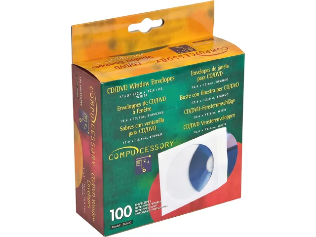 Compucessory Compucessory 26500 CD/DVD Window Envelopes 100 mailing supply — product photo