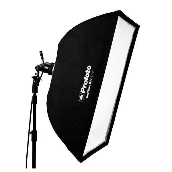 Rectangular black softbox with silver interior and dual diffusion panels