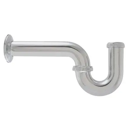 Chrome-finished brass P-trap with slip-joint connections