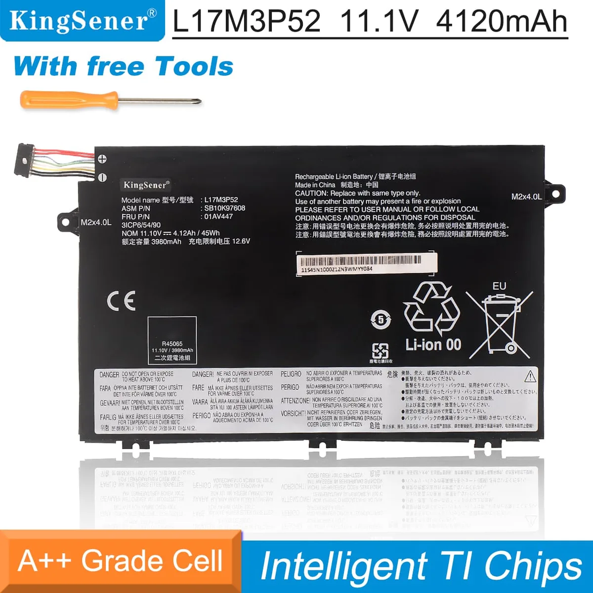 KingSener KingSener L17M3P52 4120mAh 11.1V laptop battery — product photo