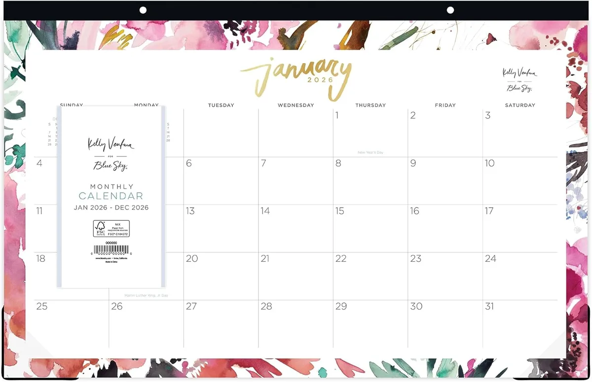 Blue Sky The Color of Imagination, LLC Blue Sky The Color of Imagination, LLC 149057-26 2026 Desk Pad Calendar 11 x 17 Magenta Blooms — product photo