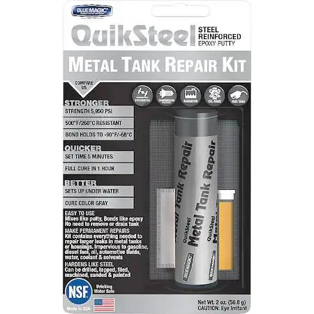 Blue Magic 6022KTRI tank repair kit dark gray 2 oz container with cement saddle soap alcohol swab screen sandpaper