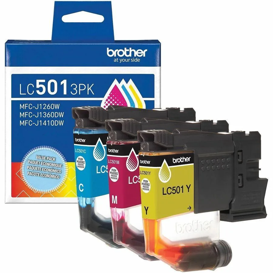 Brother Brother LC501 3PK Cyan Magenta Yellow ink cartridges (genuine brands) — product photo