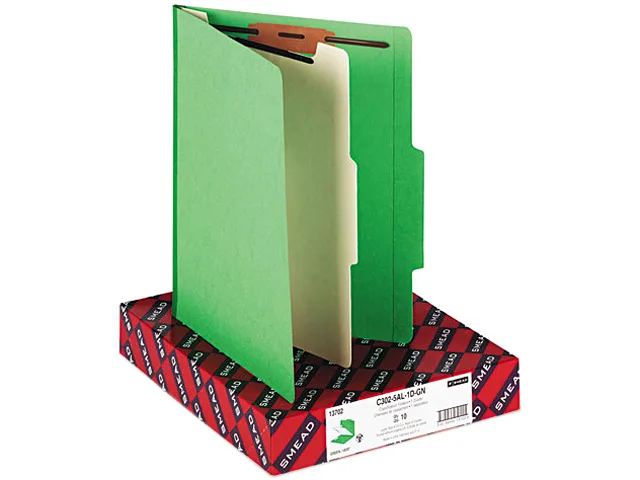 Smead Smead 13702 Top Tab Classification Folder Green 10/Box — product photo