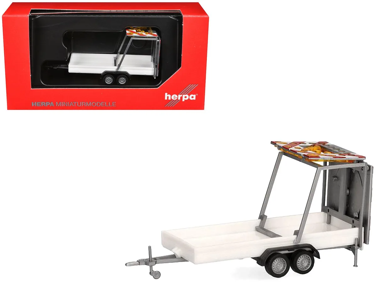 Promotex Promotex Road Maintenance Trailer White Striped Top 1/87 HO Scale 2.75in — product photo