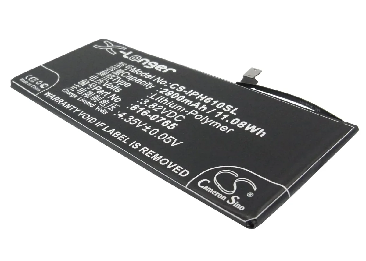 Rectangular lithium-ion replacement battery with gold contacts, matte black finish, labelled A1522 for iPhone 6 Plus 5.5-inch