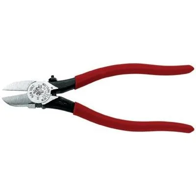 Klein Tools 7 inch diagonal cutting pliers with plastic-dipped handles and alloy steel jaws
